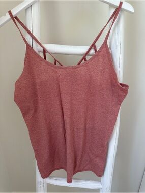 Zella Double-Strap Lightweight Heathered Rust Colored Athletic Tank Top Size L